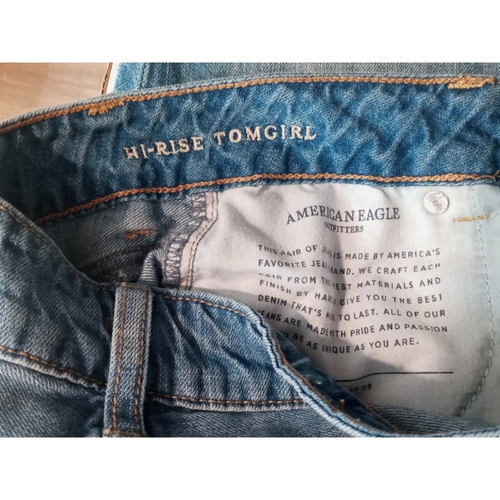 American Eagle High Rise Tomgirl Ripped Blown Out Jeans Size 0. 26X25 Grunge Y2K - Picture 11 of 16